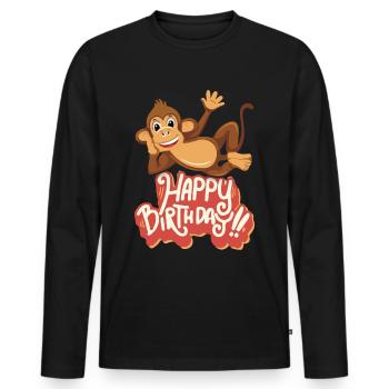 joyeux anniversaire, singe drôle, anniversaire disant - T-shirt manches longues Premium bio Homme - noir - Devant - Nico (187cm)