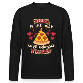 Drôle de pizza Saint-Valentin, amoureuse, pizza disant - T-shirt manches longues Premium bio Homme - noir - Devant - Nico (187cm)