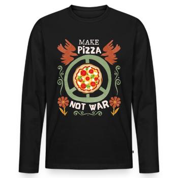 Friedenssymbol Friedenszeichen Pizza-Spruch No-War - Männer Premium Bio Langarmshirt - Schwarz - Vorne - Nico (187cm)
