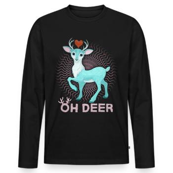 Funny Saying with Deer, Oh Deer, Saying, Pun - Men's Premium Organic Long Sleeve Shirt - black - Front - Nico (187cm)