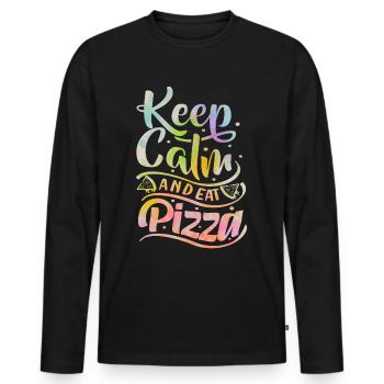 Pizza Dicton, Keep-Calm, Pizzeria italienne - T-shirt manches longues Premium bio Homme - noir - Devant - Nico (187cm)