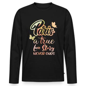 Frankreich, Hauptstadt Paris, Typografie Spruch - Männer Premium Bio Langarmshirt - Schwarz - Vorne - Nico (187cm)