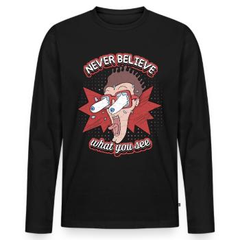 Comic, Comic-Strips, Crazy Man, lustiger Spruch - Männer Premium Bio Langarmshirt - Schwarz - Vorne - Nico (187cm)