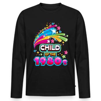 1980, 1980er, 80er Jahre Retro Geburtstag Spruch - Männer Premium Bio Langarmshirt - Schwarz - Vorne - Nico (187cm)