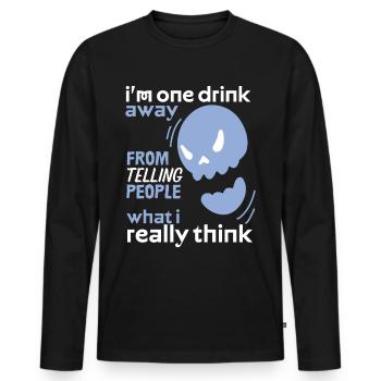 Comic Totenkopf Skull lustiger Spruch, Trinkspruch - Männer Premium Bio Langarmshirt - Schwarz - Vorne - Nico (187cm)