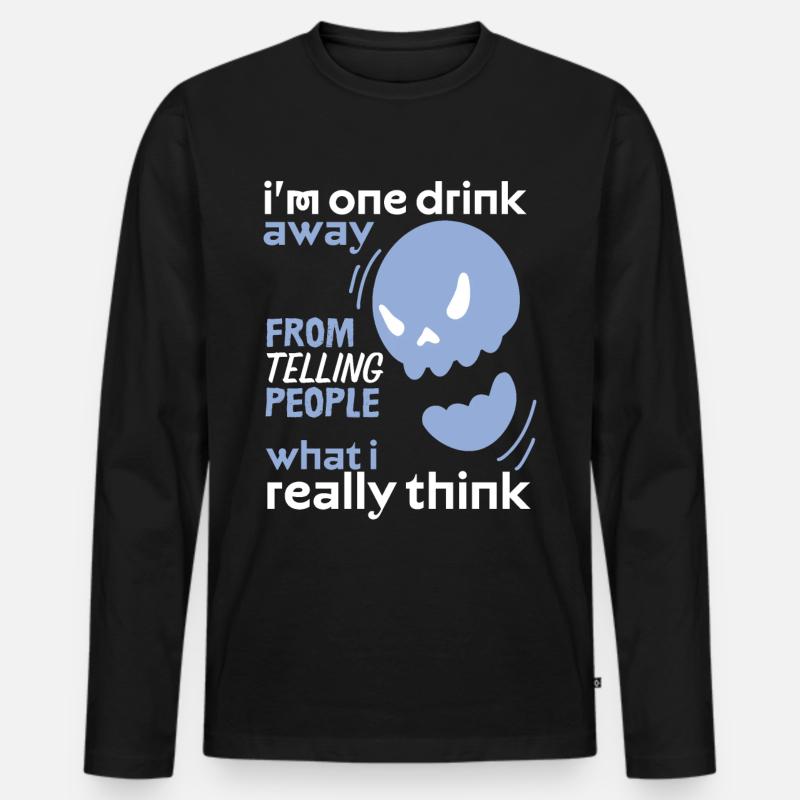 Comic Totenkopf Skull lustiger Spruch, Trinkspruch - Männer Premium Bio Langarmshirt - Schwarz