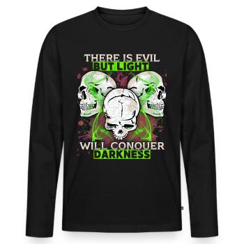Comic Totenkopf Skull Motivation Spruch - Männer Premium Bio Langarmshirt - Schwarz - Vorne - Nico (187cm)