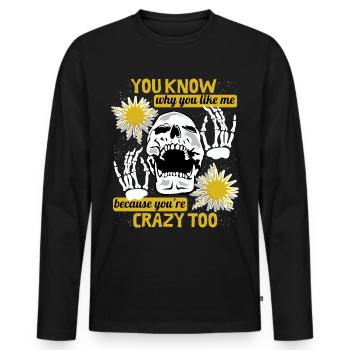 Comic Totenkopf Skull lustiger Spruch Skeletthände - Männer Premium Bio Langarmshirt - Schwarz - Vorne - Nico (187cm)