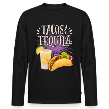 Tacos, Spruch mit Tequila-Drink Mexikanische Küche - Männer Premium Bio Langarmshirt - Schwarz - Vorne - Nico (187cm)
