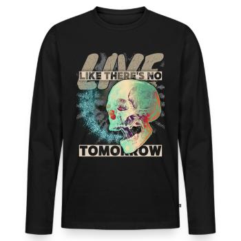 Vintage Totenkopf Memento-Mori grunge-Schädel - Männer Premium Bio Langarmshirt - Schwarz - Vorne - Nico (187cm)