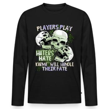 Comic Skull Skull funny fate saying - Men's Premium Organic Long Sleeve Shirt - black - Front - Nico (187cm)