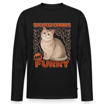 Cat watercolor, vintage cat funny saying - Men's Premium Organic Long Sleeve Shirt - black - Front - Nico (187cm)