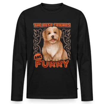 Bichon Havaneser Hund, vintage Aquarell, Rassehund - Männer Premium Bio Langarmshirt - Schwarz - Vorne - Nico (187cm)