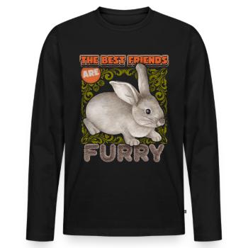 Lapin, lapin, aquarelle vintage, drôle de dicton - T-shirt manches longues Premium bio Homme - noir - Devant - Nico (187cm)