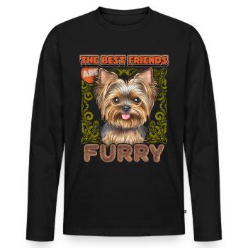Yorkshire Terrier, aquarelle vintage, Yorkie dicton - T-shirt manches longues Premium bio Homme - noir - Devant - Nico (187cm)