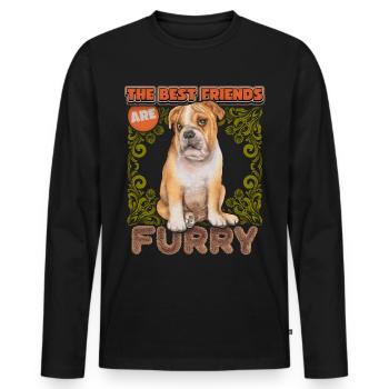 English Bulldog, Dog, Funny English Bulldog - Men's Premium Organic Long Sleeve Shirt - black - Front - Nico (187cm)