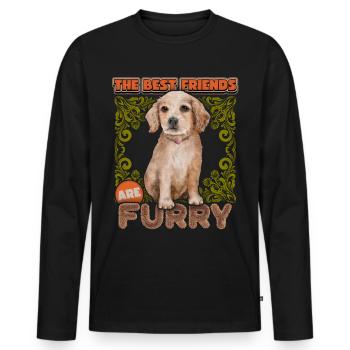 Vintage Cocker Spaniel Welpe, Hund, Spruch - Männer Premium Bio Langarmshirt - Schwarz - Vorne - Nico (187cm)