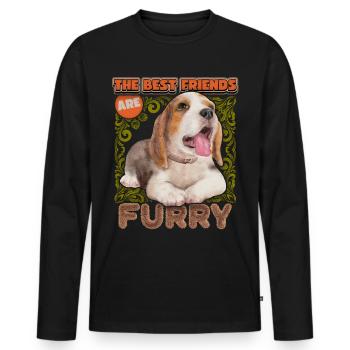 Beagle-Hund, Beagle-Welpe, vintage Aquarell Spruch - Männer Premium Bio Langarmshirt - Schwarz - Vorne - Nico (187cm)