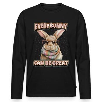 Rabbit Rabbit Kawaii Illustration Funny Saying - Men's Premium Organic Long Sleeve Shirt - black - Front - Nico (187cm)