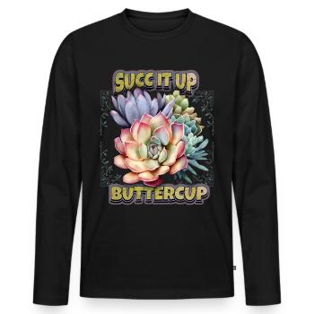 Succulentes vintage illustration disant cactus - T-shirt manches longues Premium bio Homme - noir - Devant - Nico (187cm)