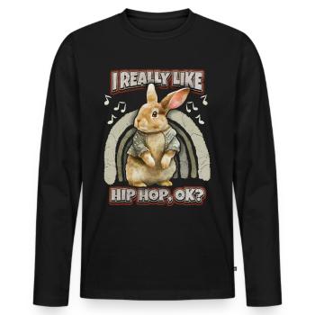 Rabbit Kawaii Illustration Hip-Hop Bunny - Men's Premium Organic Long Sleeve Shirt - black - Front - Nico (187cm)