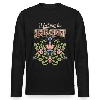 Jésus-Christ, art populaire vintage, foi, parole - T-shirt manches longues Premium bio Homme - noir - Devant - Nico (187cm)