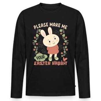 Easter Bunny, Easter Rabbit retro vintage bunny saying - Men's Premium Organic Long Sleeve Shirt - black - Front - Nico (187cm)