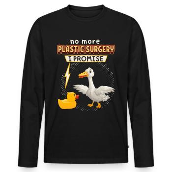 Comic Ente, Gummiente, lustiger Spruch - Männer Premium Bio Langarmshirt - Schwarz - Vorne - Nico (187cm)