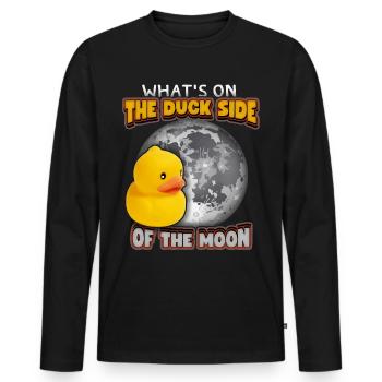 Comic Ente, Gummiente lustiger Spruch mit Mond - Männer Premium Bio Langarmshirt - Schwarz - Vorne - Nico (187cm)