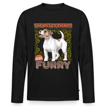 Jack-Russell chien terrier vintage drôle de dicton - T-shirt manches longues Premium bio Homme - noir - Devant - Nico (187cm)