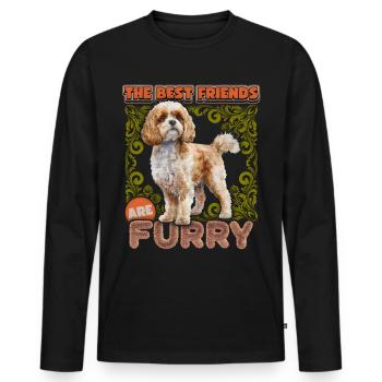 Cavapoo dog vintage illustration, funny saying - Men's Premium Organic Long Sleeve Shirt - black - Front - Nico (187cm)