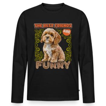 Cavapoo Welpe, vintage Aquarell, Hund, Spruch - Männer Premium Bio Langarmshirt - Schwarz - Vorne - Nico (187cm)