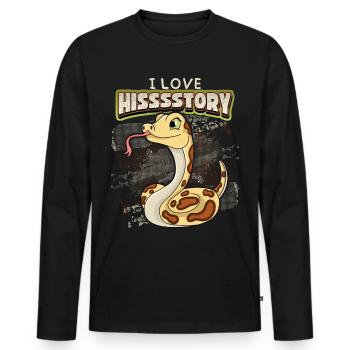 Kawaii snake in comic style, funny saying - Men's Premium Organic Long Sleeve Shirt - black - Front - Nico (187cm)