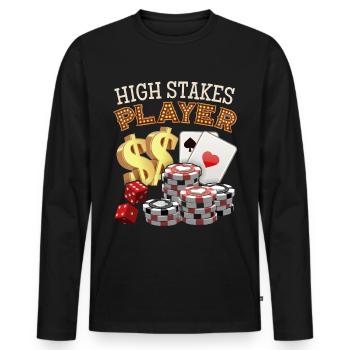 Jeu de poker, jetons de poker, sort - T-shirt manches longues Premium bio Homme - noir - Devant - Nico (187cm)
