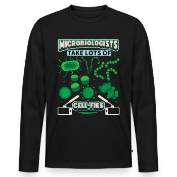Microbiologist, Microbiology, funny saying, Pun - Men's Premium Organic Long Sleeve Shirt - black - Front - Nico (187cm)
