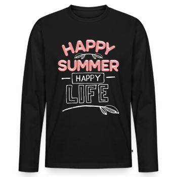 Summer Summer, Happy-Summer Saying - Men's Premium Organic Long Sleeve Shirt - black - Front - Nico (187cm)