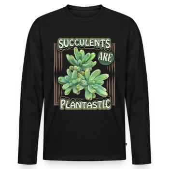 Illustration succulente, dicton drôle, jeu de mots - T-shirt manches longues Premium bio Homme - noir - Devant - Nico (187cm)