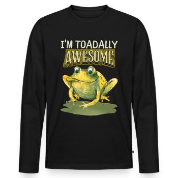 Frosch lustiger Spruch, Pun, Toadally-Awesome - Männer Premium Bio Langarmshirt - Schwarz - Vorne - Nico (187cm)