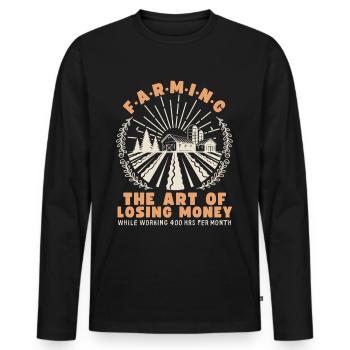 Agriculteur, agriculteur, ferme, dicton sarcastique - T-shirt manches longues Premium bio Homme - noir - Devant - Nico (187cm)