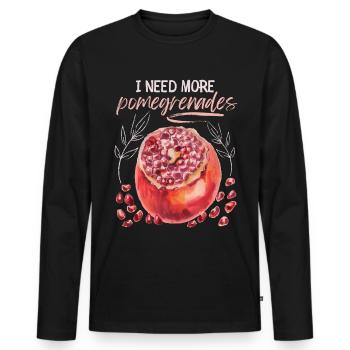 Pomegranate Illustration, Watercolor, Saying - Men's Premium Organic Long Sleeve Shirt - black - Front - Nico (187cm)