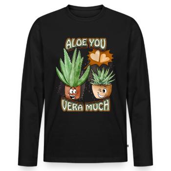 Aloe Vera, Flowers Valentine's Day Funny Saying Pun - Men's Premium Organic Long Sleeve Shirt - black - Front - Nico (187cm)