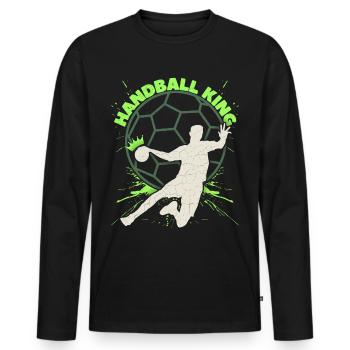 Handball, Joueur de handball, Motif sportif Dicton - T-shirt manches longues Premium bio Homme - noir - Devant - Nico (187cm)