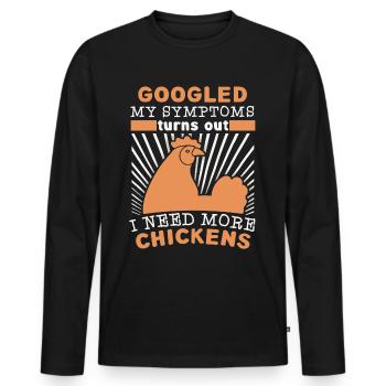 Funny Chicken, Chickens Saying, Joke - Men's Premium Organic Long Sleeve Shirt - black - Front - Nico (187cm)