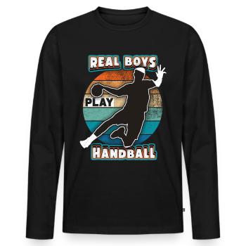 Handball Joueur De Handball, Dicton Sportif, Arc-en-ciel - T-shirt manches longues Premium bio Homme - noir - Devant - Nico (187cm)