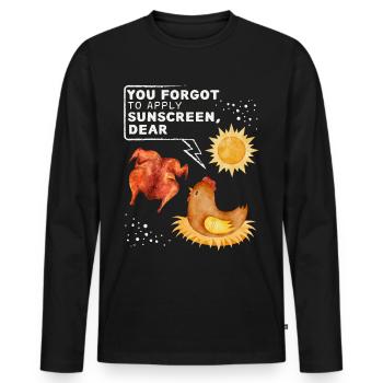 Funny chicken saying, chicken joke sunbathing - Men's Premium Organic Long Sleeve Shirt - black - Front - Nico (187cm)
