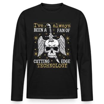 Vintage Totenkopf mit Dolch, lustiger Spruch - Männer Premium Bio Langarmshirt - Schwarz - Vorne - Nico (187cm)