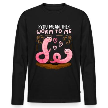Worms in love Saint-Valentin drôle de dicton, jeu de mots - T-shirt manches longues Premium bio Homme - noir - Devant - Nico (187cm)