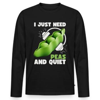 Pois, drôle de dicton, style 3D, jeu de mots, jeu de mots - T-shirt manches longues Premium bio Homme - noir - Devant - Nico (187cm)