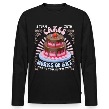 Kuchen backen, Torte, Bäcker, lustiger Spruch - Männer Premium Bio Langarmshirt - Schwarz - Vorne - Nico (187cm)