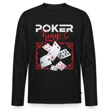 Poker-King, Poker-Spruch, Poker-Champion - Männer Premium Bio Langarmshirt - Schwarz - Vorne - Nico (187cm)